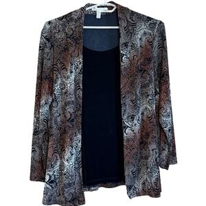 JM Collection Woman 3X Paisley Print Open Front Jacket & Tank‎ Set